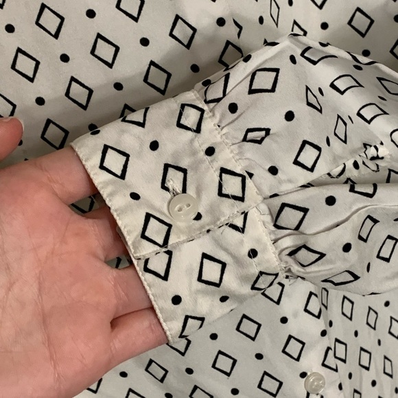Womens vintage Stuart Randolph sz 10 b&w diamond/polka dot long sleeve shirt - Picture 4 of 5
